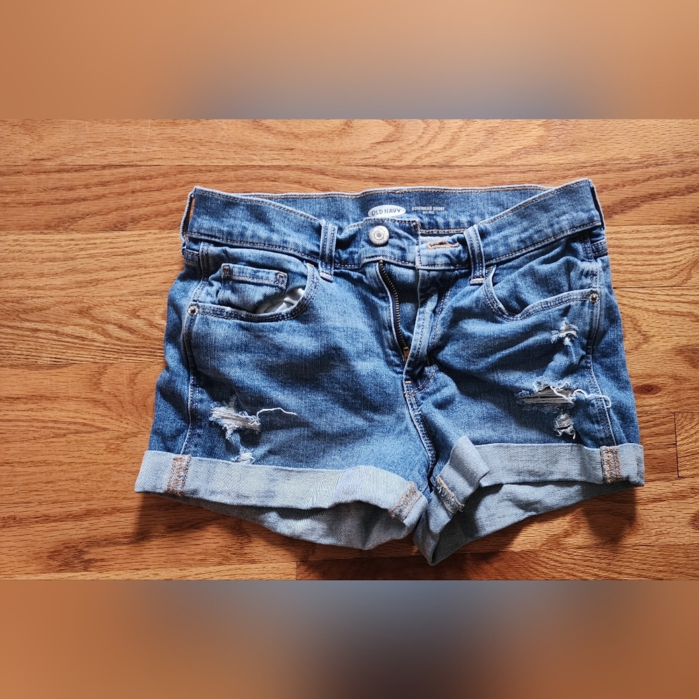 Old Navy Rolled Hem Distressed Denim Shorts - Medium Blue